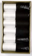 4 Spools Sewing Thread Polyester 2 White and 2 Black - NEW (Free shipping)