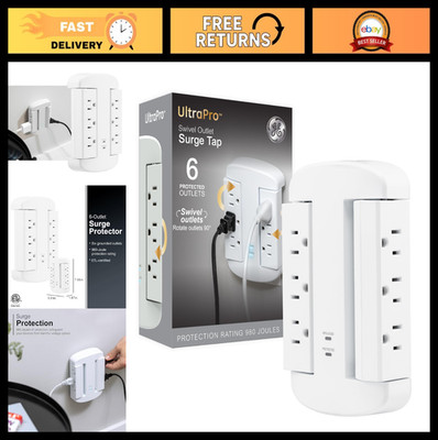 6-Outlet Surge Protector Wall Tap Adapter, Swivel Side Access, 980 Joules, ETL L