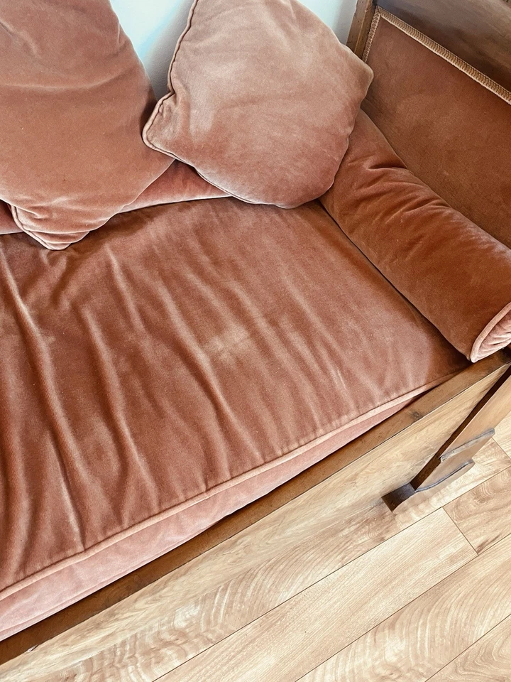 Antique Pretty 19th Cent French Empire Daybed Velours Feather Cushions - Imagem 4 de 4