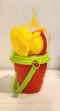 Kids 7" Mini Sand Bucket Shovel Play Set - 4 Pieces - Red Green - New