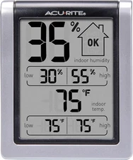 AcuRite Wireless Digital Indoor Thermometer Magnetic with Kickstand, Black 