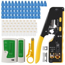 Network Crimping Tool Kit Pass Through RJ45 Crimper For Cat7/Cat6/Cat5 Cables