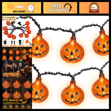 8.5Ft Halloween Lights, Pumpkin LED String Lights with 10 PCS Jack O Lantern Pum