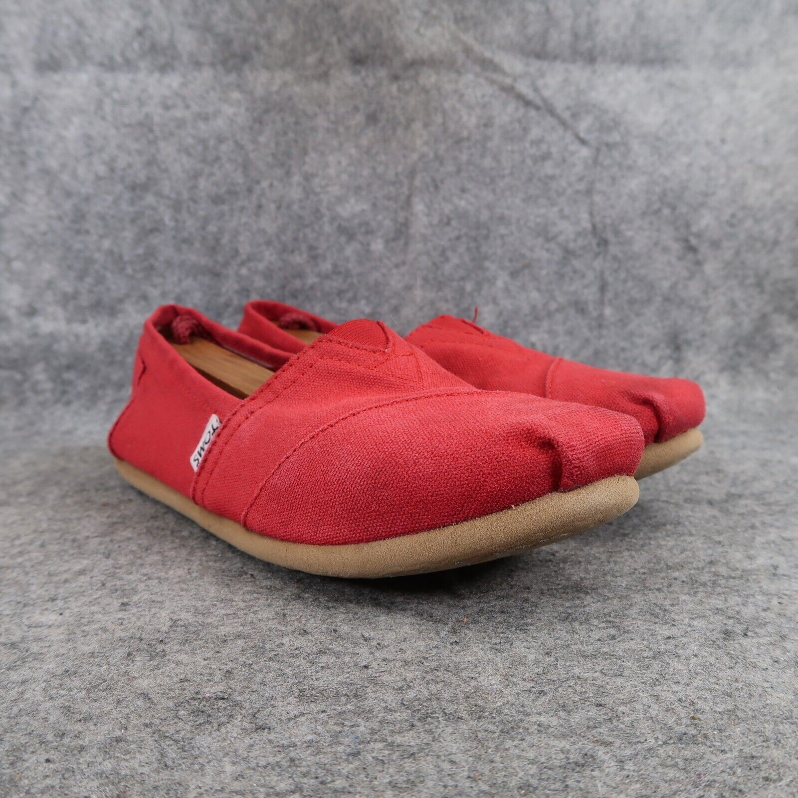 Toms Shoes Womens Flats Slip On Casual Canvas Red Lifestyle