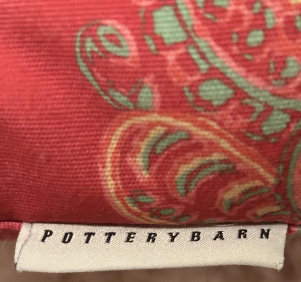 Par de almohadas de cerámica con acento de granero Nalani rojo pálido cachemir 20" diseño India Foto 4 de 4