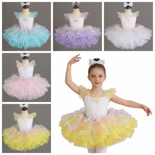 Girls Tutu Dress Dance Ballet Latin Skirted Sports Outfits With Headwear Show