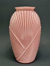 Vintage Hollywood Pink Glass Vase Boho Art De...