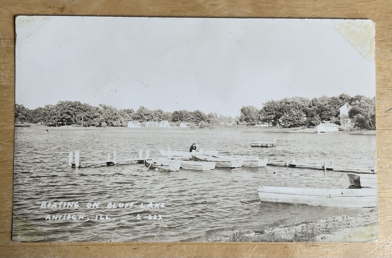 Paul R. Vogel RPPC Boating On Bluff Lake At Antioch Illinois