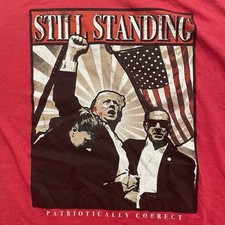 Trump Assassination Tee, Large: 'Still Standing, Relentless Defender'