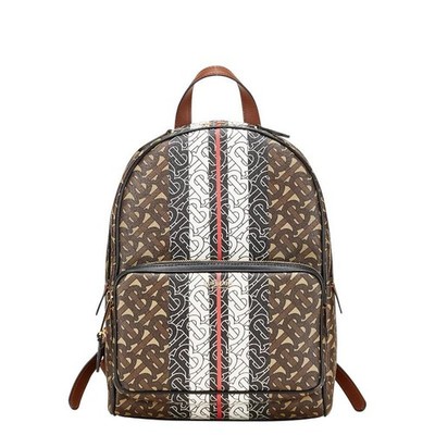 Burberry TB Monogram Backpack Brown PVC Leather Women's