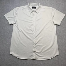 BYLT Shirt Men XXL White Short Sleeve Button Up Executive Fit Stretch Dress