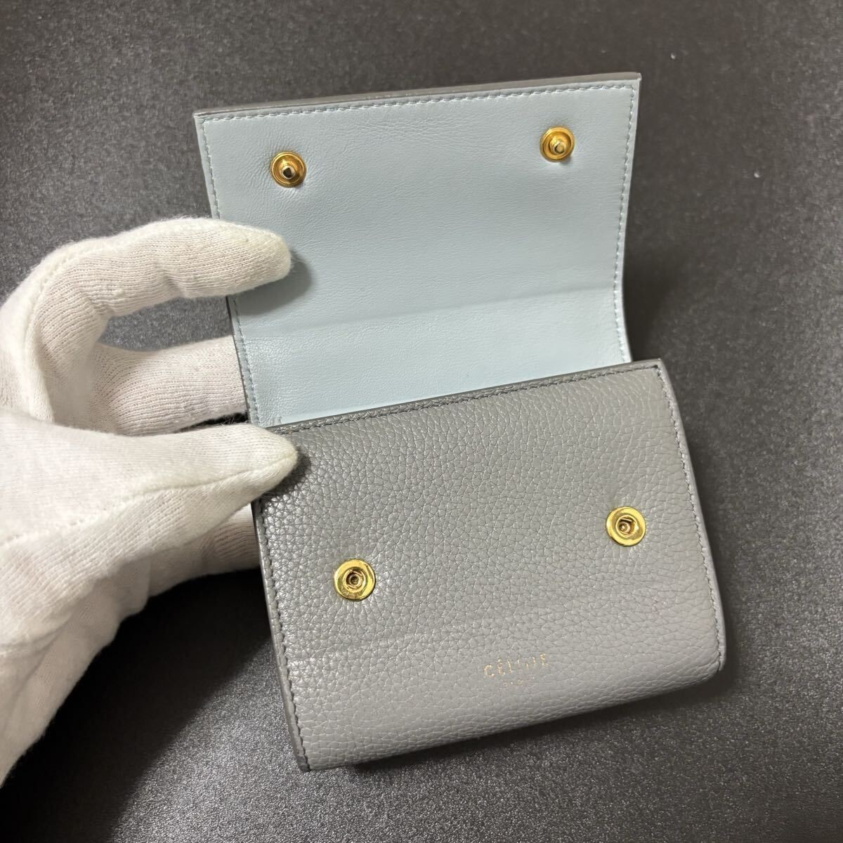 s33 Celine Gray Multi function Folded CELINE Bi c… - image 3