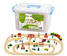 Wooden Train Set In Tub 80 Pcs