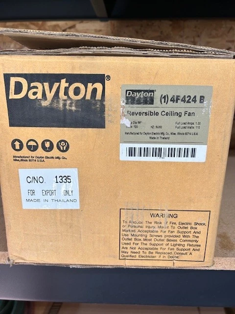 Ventilador de teto DAYTON 4F424, 3 LÂMINAS 120V AC N.O.S. - Imagem 2 de 4