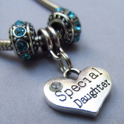 Special Daughter Heart Charm And Birthstone European Beads For Charm Bracelets