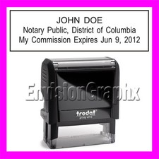 Custom Official NOTARY PUBLIC D.C. Self Inking Rubber Stamp T4913 Black