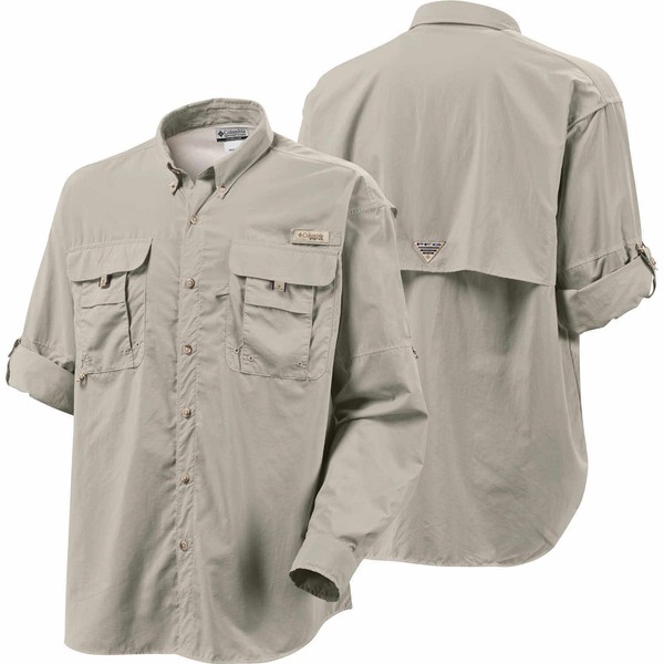 Columbia Men's Bahama II Long Sleeve Fishing Shirt 2xl Tan UPF 30 Vent