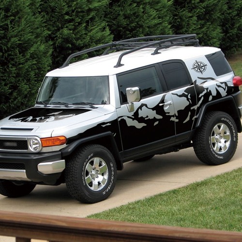 Graphics Mountain Car Side Door Sticker For Toyota FJ Cruiser Bonnet ...