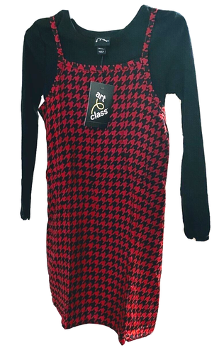 Art Class Girls' Slip Dress with Long Sleeve T-Shirt Red/Black - Size XS - Picture 5 of 7