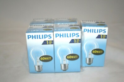5 x Original PHILIPS Glühlampe Glühbirne E27 60W Klar 710lm kein LED!!! (10174)