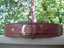 Western Gun Belt - 45 Caliber - Burgundy - 2 1/2" Wide - Heavy Cowhide Leather