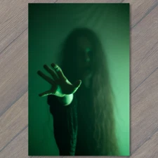 Art Print Woman Reaching Hand Out Eerie Scary Ominous Help Green Strange Fear