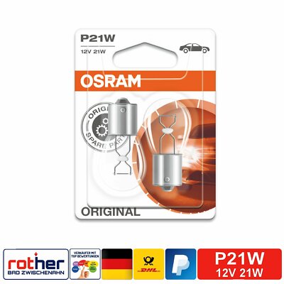 Osram P21W Original Glühlampe 12V/21W Blinklicht Bremslicht BA15s 2er-Blister