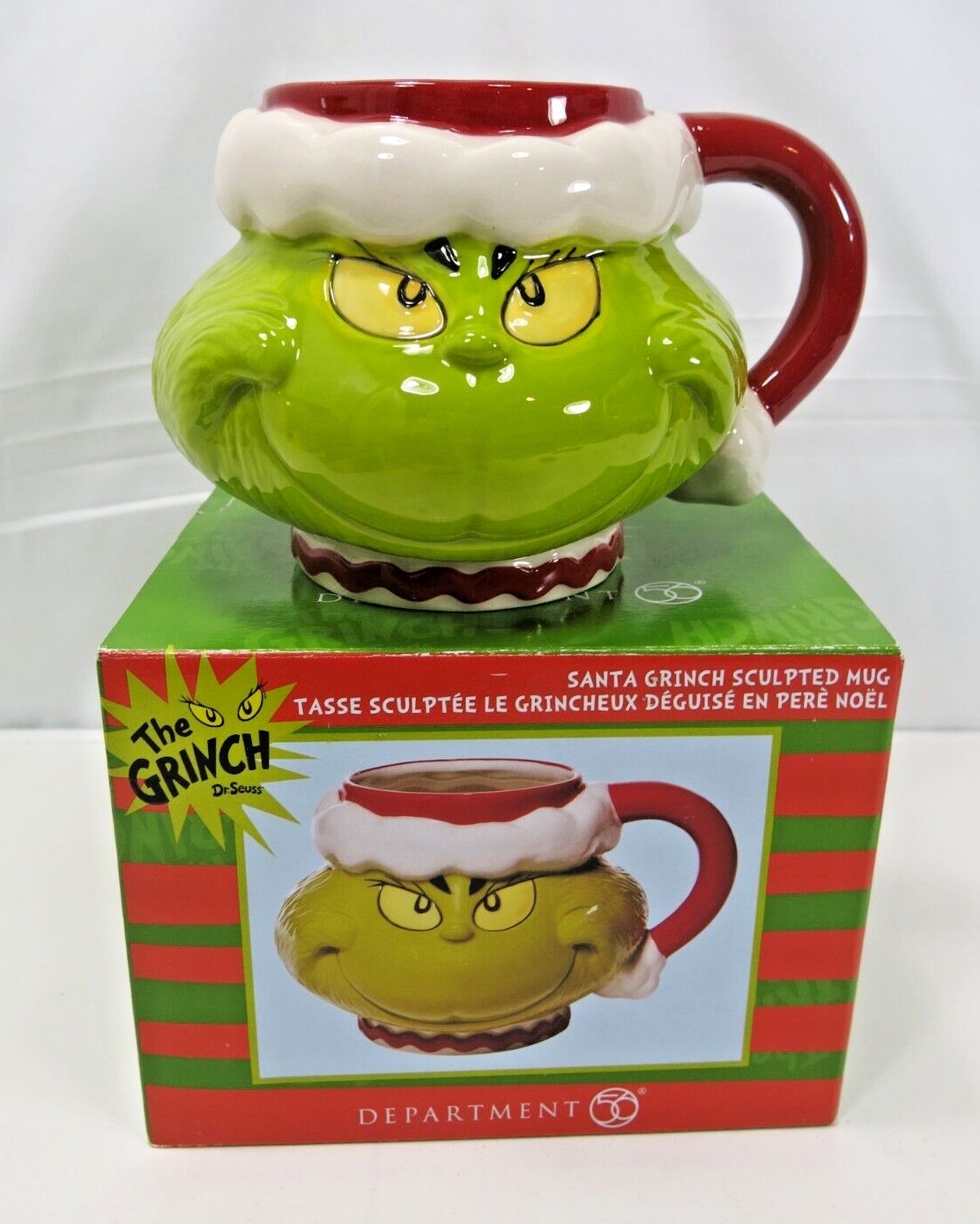 The Grinch Dr Seuss Santa Grinch Sculpted Mug By Department 56 Ebay