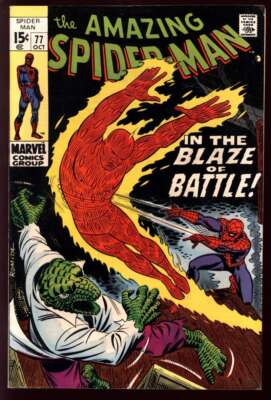 AMAZING SPIDER-MAN #77 6.5 // LIZARD + HUMAN TORCH APP MARVEL COMICS 1969