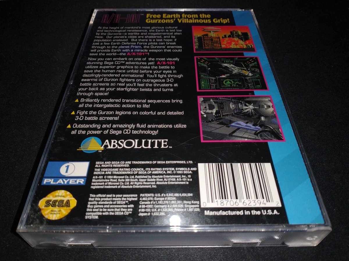 A/X-101 AX 101 AX101 Absolute Sega CD LN perfect condition