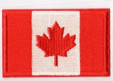 CANADIAN FLAG - MAPLE LEAF - RED/WHITE - Embroidered Iron On/Sew-On Patch