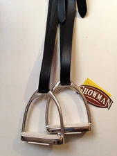 Pair Of BLACK Adult Stirrup Leathers & 4 3/4" Irons Stirrups Pads English Saddle