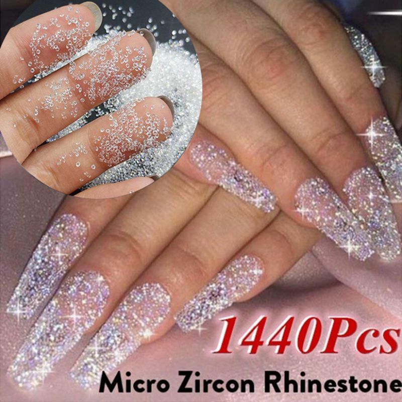 1440x AB Nail Rhinestone Crystal 1.2mm 3D Micro Glass DIY Gems Glitter  Nails Art
