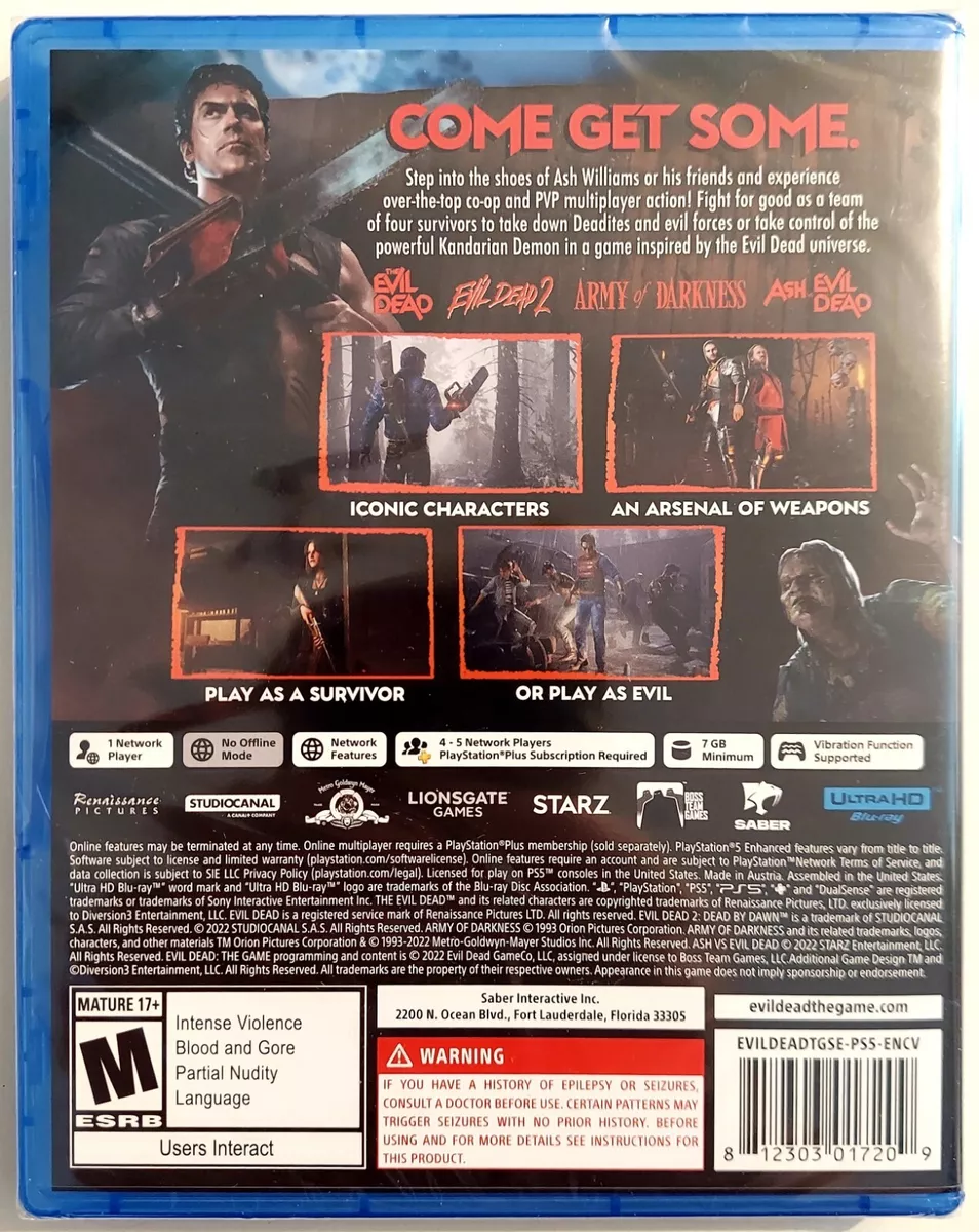 USED - PS5 - Evil Dead: The Game (PS5, 2022) - Game Case & Disc Included  812303017209