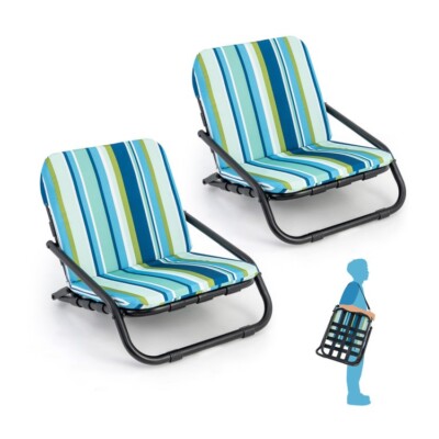 2Pack Folding Portable Lightweight Low Beach Pool Chair Camping