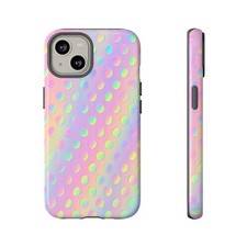 Phone Case, Rainbow Polka Dot Design - Colorful Protective Cover, Fun iPhone