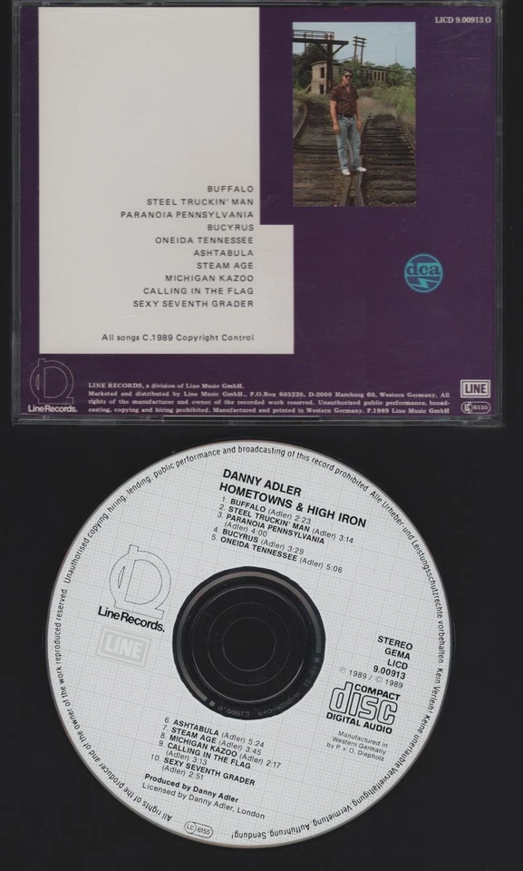 DANNY ADLER - HOMETOWNS AND HIGH IRON - CD LINE RECORDS GERMANY © 1989 NEAR MINT - Bild 2 von 2