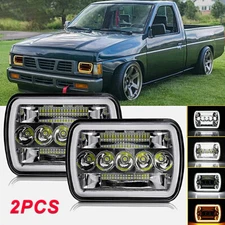 For Nissan Pickup 240SX D21 NX 2PCS 7x6'' LED Headlights DRL Signal Hi/Lo Beam