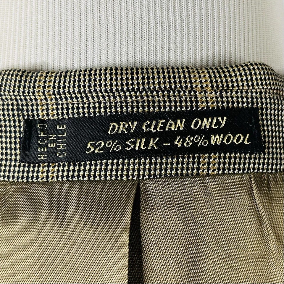 Abrigo deportivo Tom James Innocenti 44R seda lana dorado cuadros tres botones ventilados Foto 4 de 4
