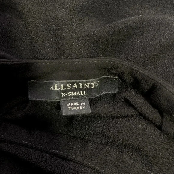 All Saints 衬衫女式 XS 黑色休闲宽松纽扣长袖圆领 — 第 2/4 张图片