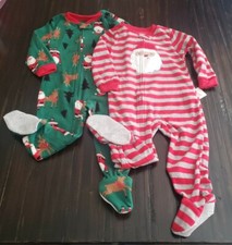 Carter's Just One You 2 Toddler Christmas Santa Fleece Sleeper Pajamas Set of 2