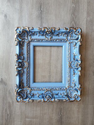 Blue frill frame フォトフレーム ヴィンテージ 8.5x11 Baby Blue Picture Frame, Fancy Original Baroque