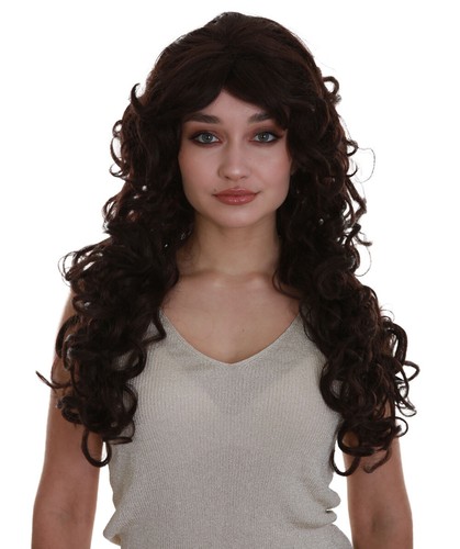 Women's Brown Color Curly Medium Length Trendy Diva Wig HW-6779 - 第 1/9 張圖片