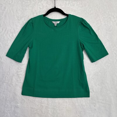 L K Bennett London Blouse Top Fern Green Size XS NWT Gathered 3/4 Sleeves