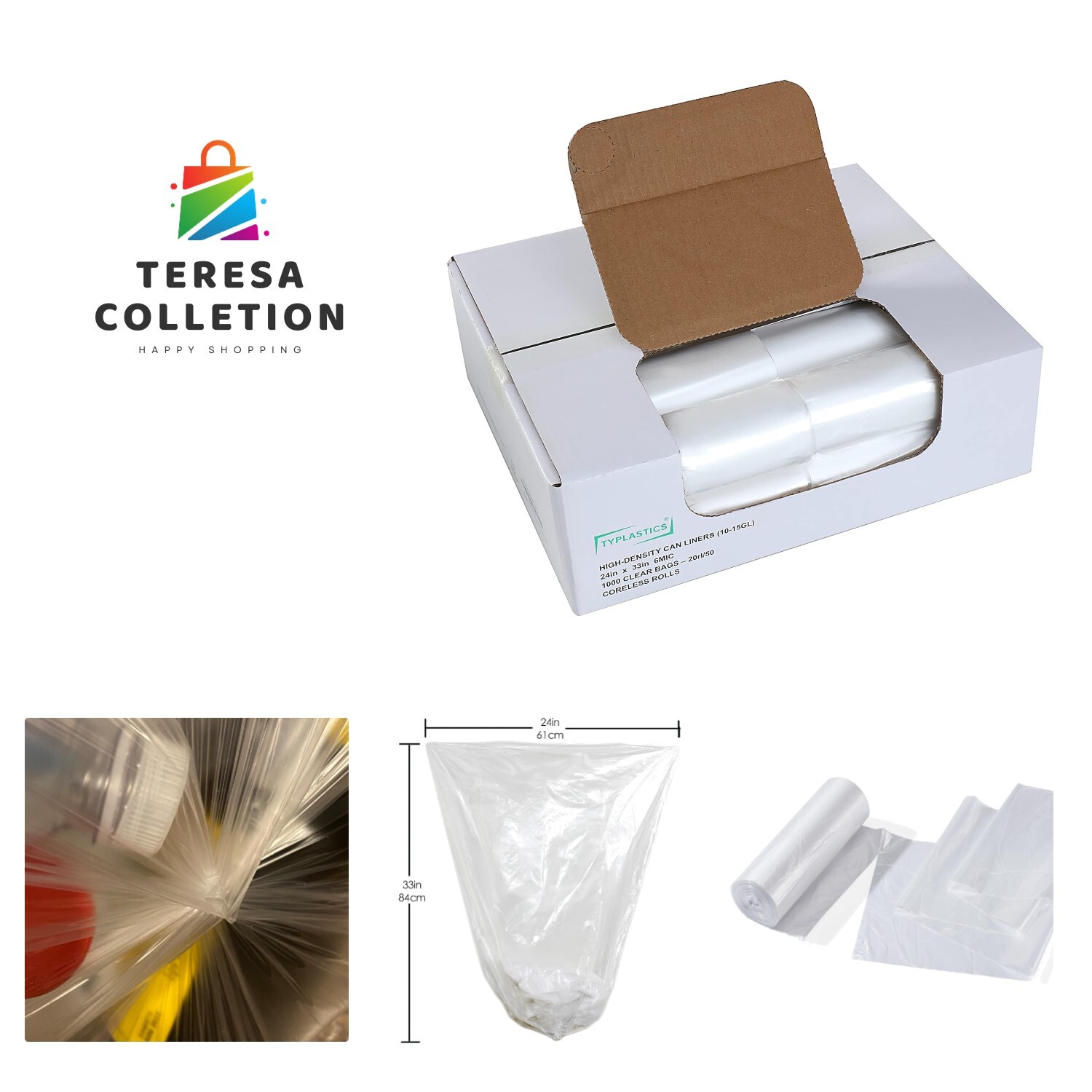 Trash Can Liners - Wholesale 1000 Count High Density Garbage Bags on Perforat...-image