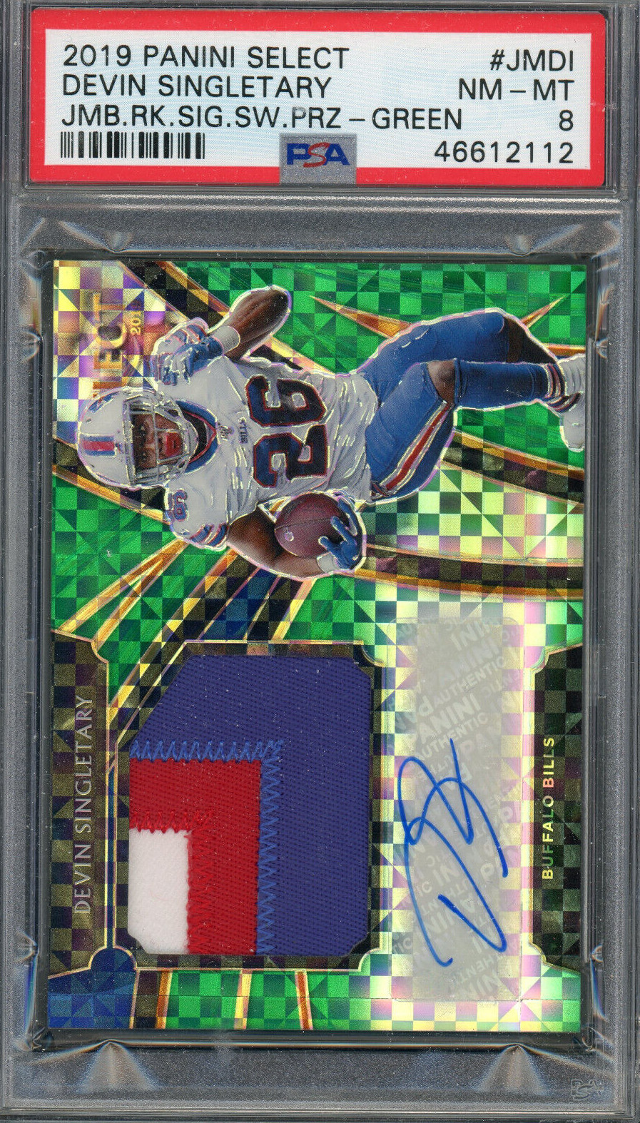 Devin Singletary Panini Select Jumbo Rookie Signature Swatch Prizm #JMDI Green