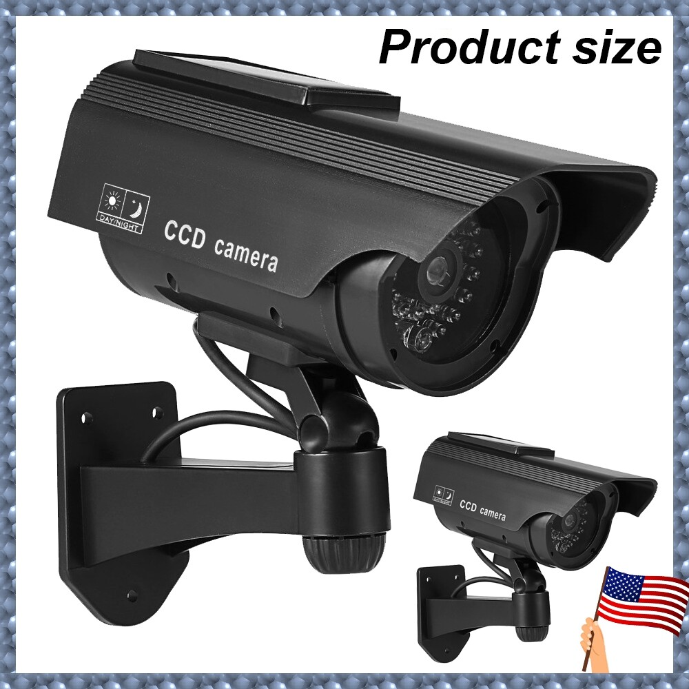 2X Outdoor Solar Fake Security Camera with Blinking LED Light