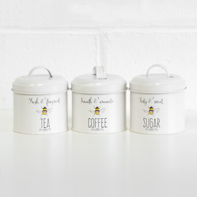 bee tea coffee sugar canisters