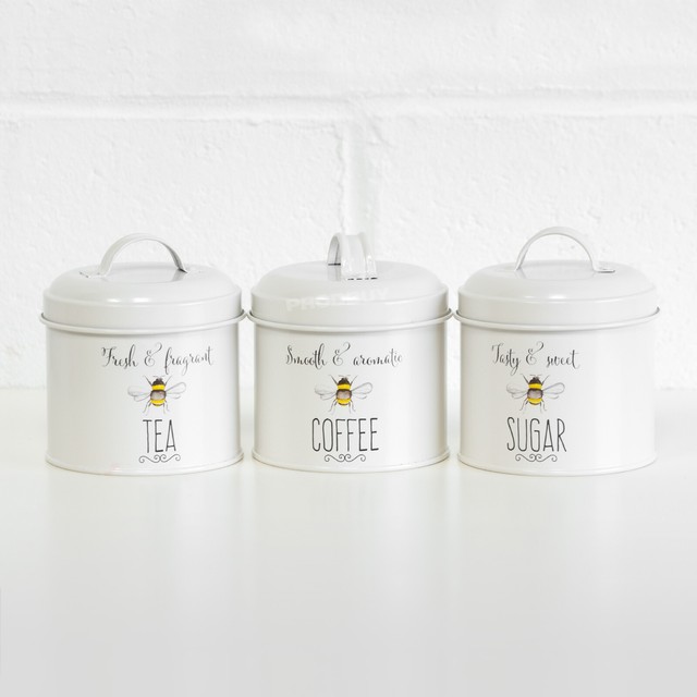 white tea and coffee jars