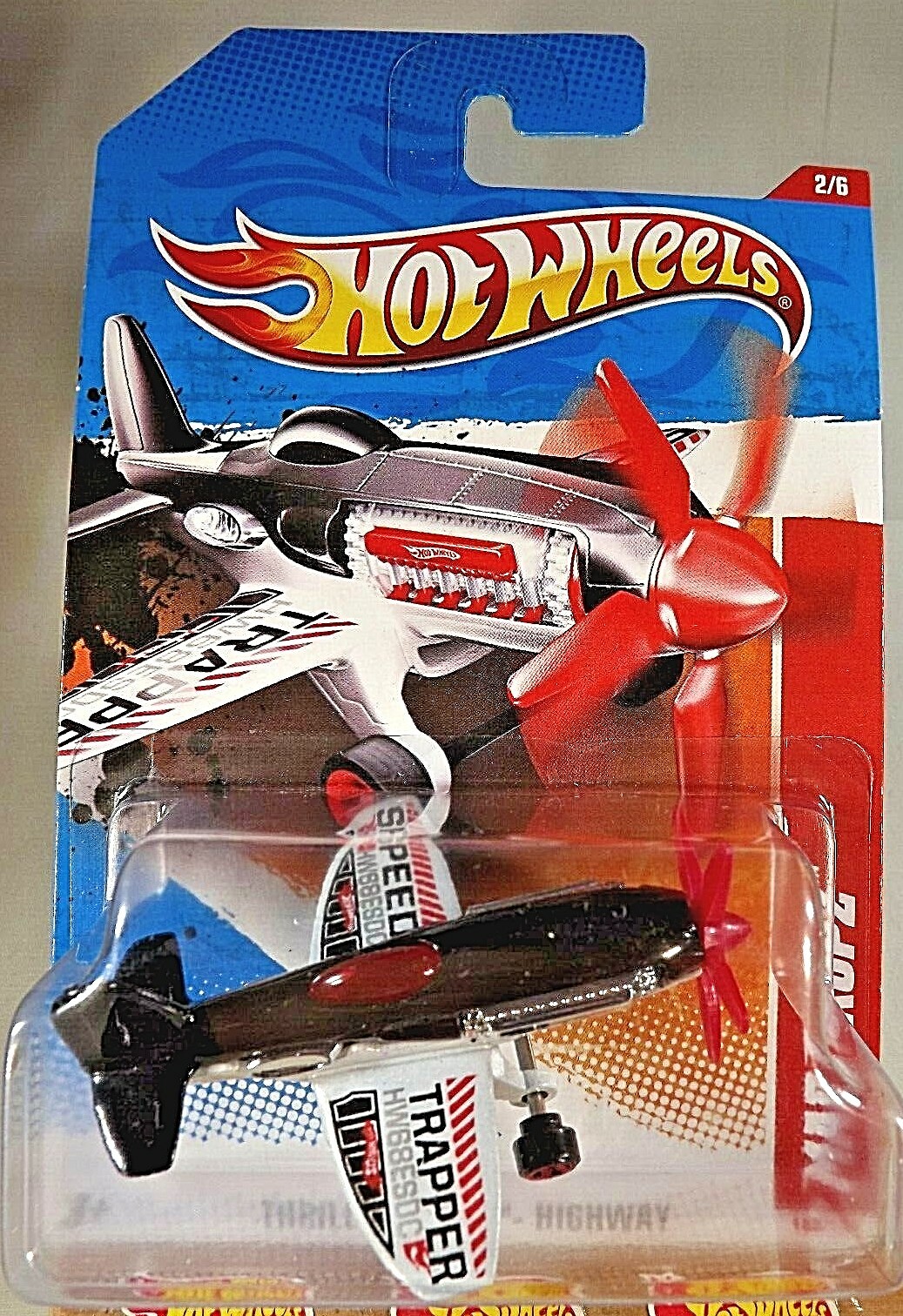 2011 Hot Wheels #188 Thrill Racers-Highway MAD PROPZ Airplane Black-White wRedMW